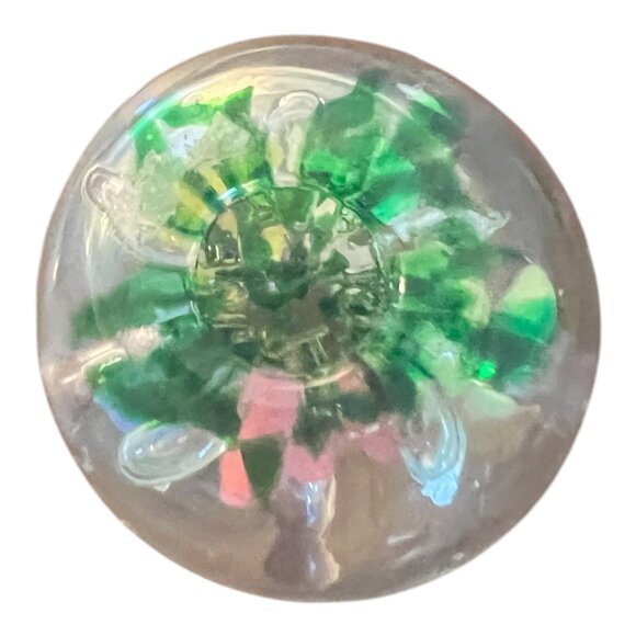 Vtg Joe St Clair Art Glass Paperweight, Multi Trumpet Flowers Controlled Bubbles - Picture 7 of 8